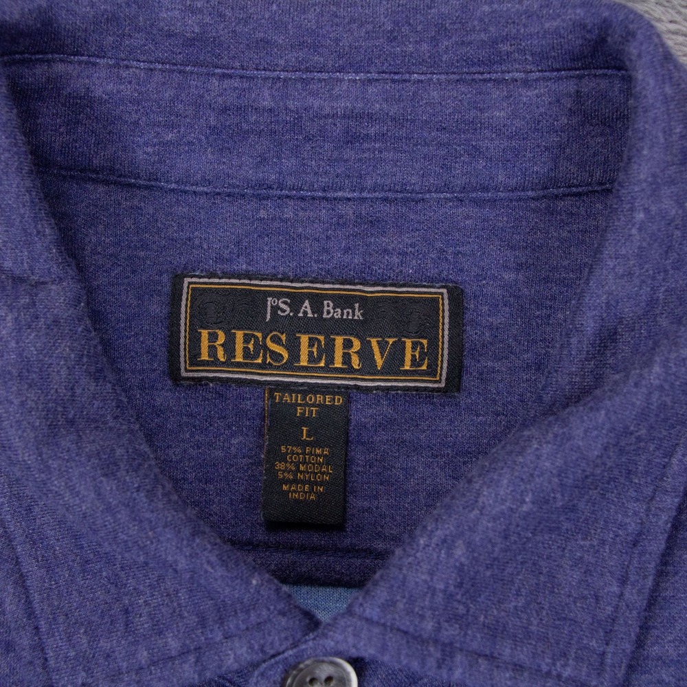 JoS A Bank Reserve Mens L Tailored Fit Pima Cotton Modal Shirt Jacket Blue - Picture 5 of 12